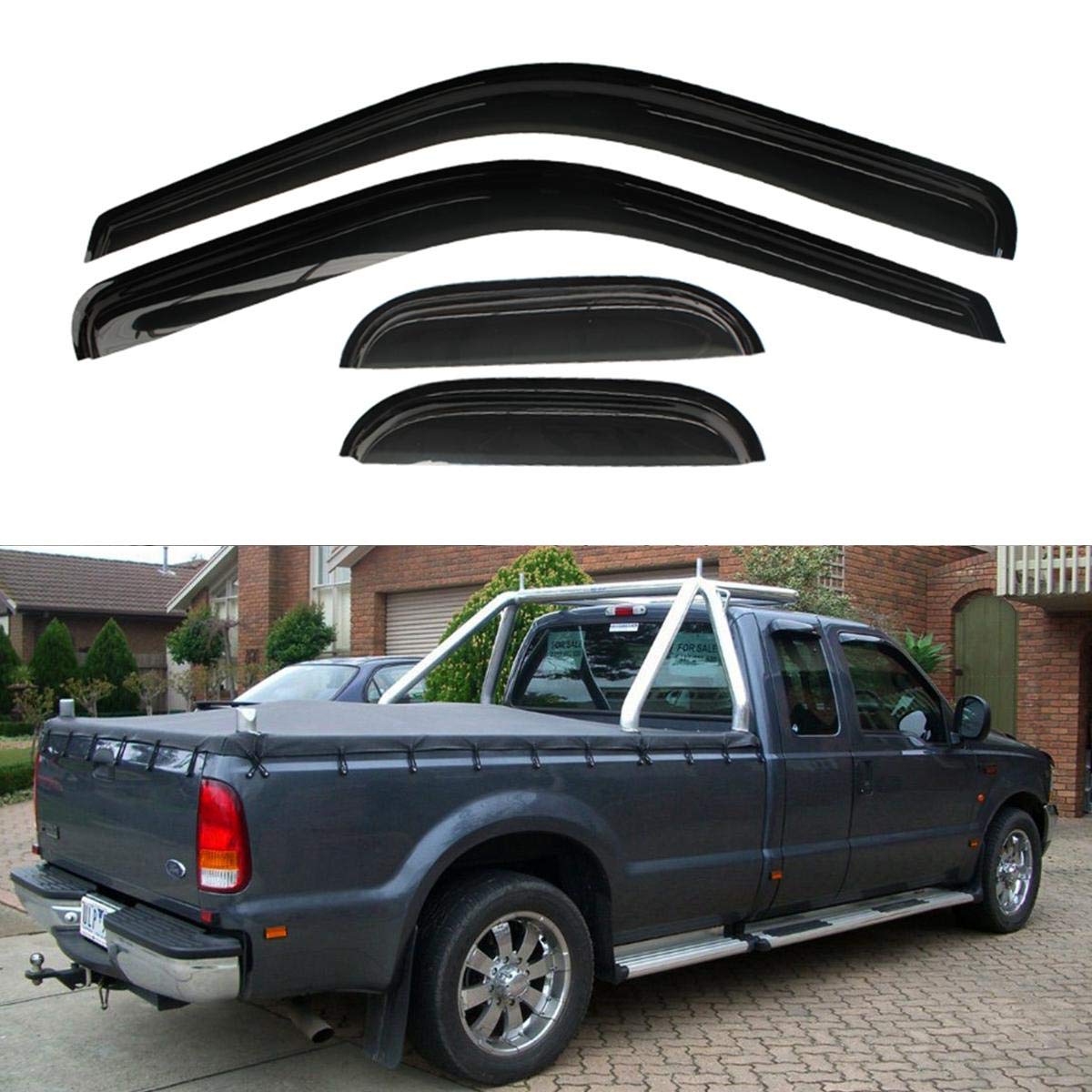 Sun Rain Snow Guard Wind Deflector Shade Window Visors Accessories Fit 1999-2016 F250/350/450 SuperDuty Super/Extended Cab NP94522 4pcs