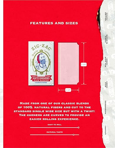 Miniatura 3 de ZIG-ZAG Papeles de liar  Original Kutcorner  2.756 in  Fácil de usar  Goma de mascar natural árabe  Quema lenta (paquete de 6)