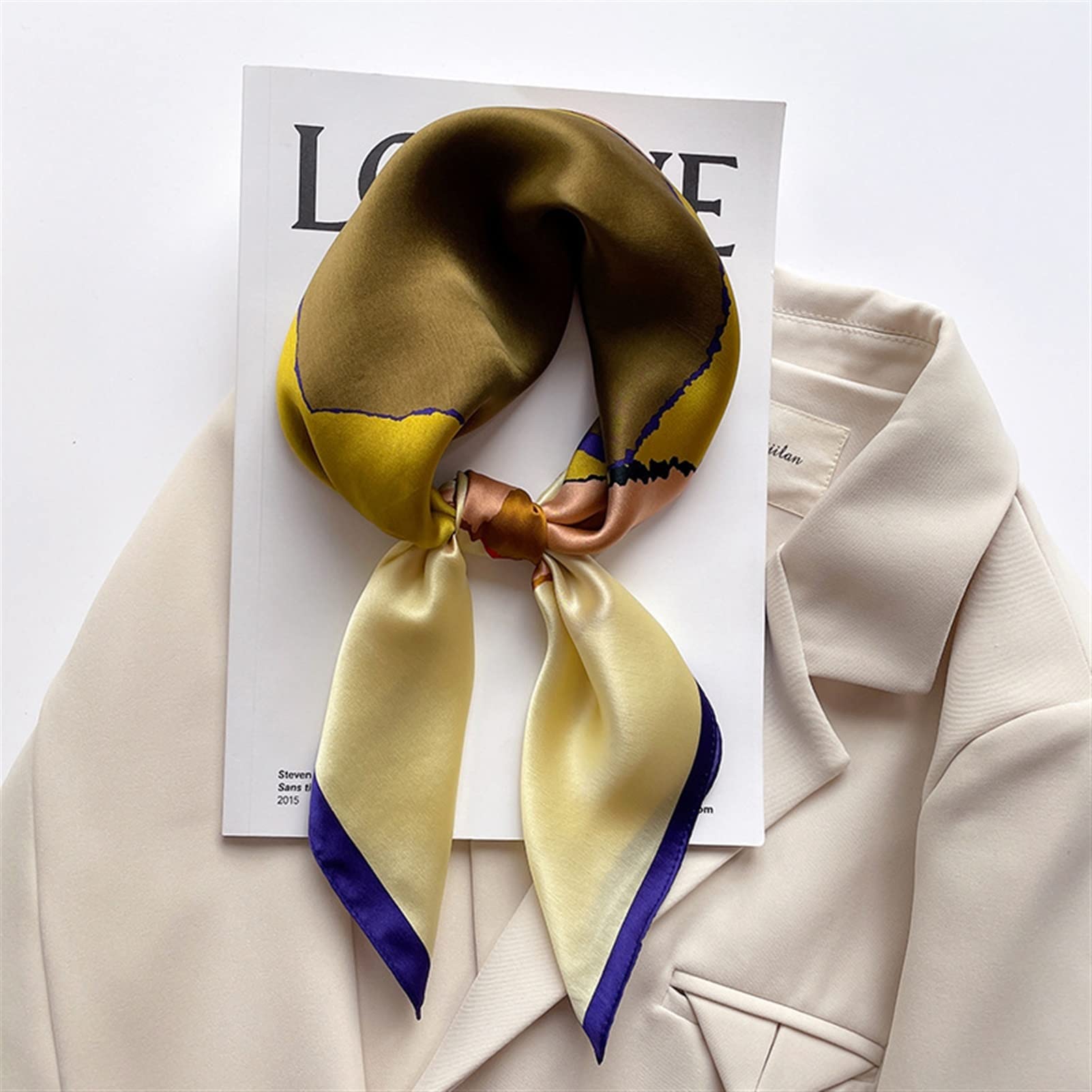 Pañuelos Mujer Natural Seda Bufanda Mujeres Primavera Impreso Real Seda Bufandas Shawl Square Bandana Foulard Neckerchief Hijab Bufandas de Moda (Color : 2, Size : 70x70cm)