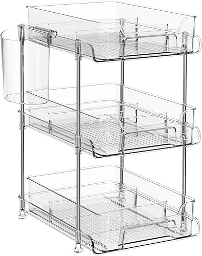 Miniatura 8 de Hoenart Organizadores y almacenamiento de 3 niveles para debajo del fregadero, organizador de armario, organizador de cajones, organizador multiusos