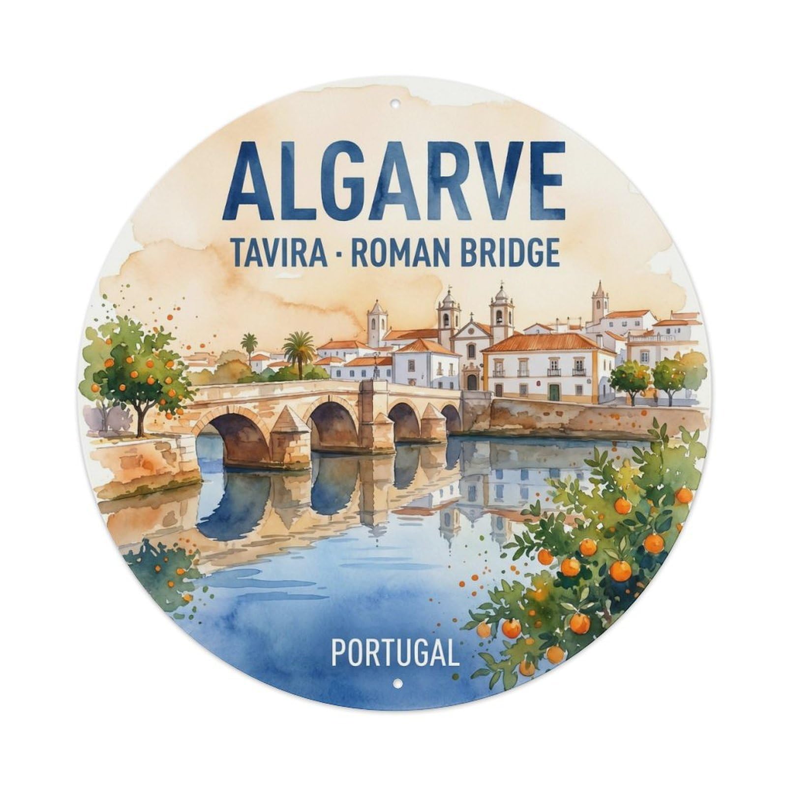 Olhnbad 08X08inch Style Heritage Portugal Algarve Cityscape Cultural Travel Art Metal Tin Sign