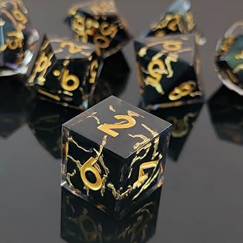 ORUZA 7 PCS Polyhedral DND Dice Resin Sharp Edge Die D&D Dice Set for Dungeons and Dragons RPG MTG Table Games
