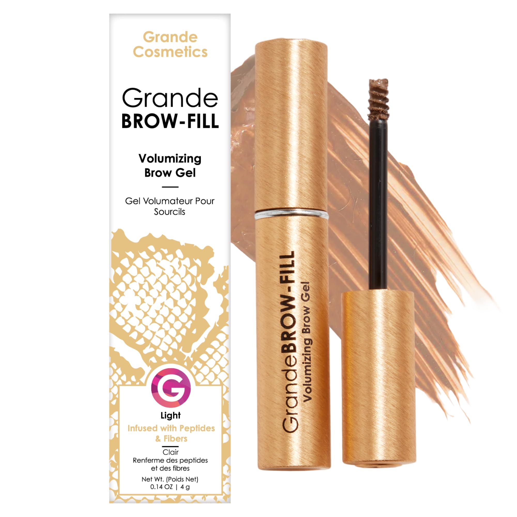 Grande CosmeticsGrandeBROW-FILL Volumizing Brow Gel, Tinted or Clear Eyebrow Mascara, Soft Flexible Hold, Water Resistant