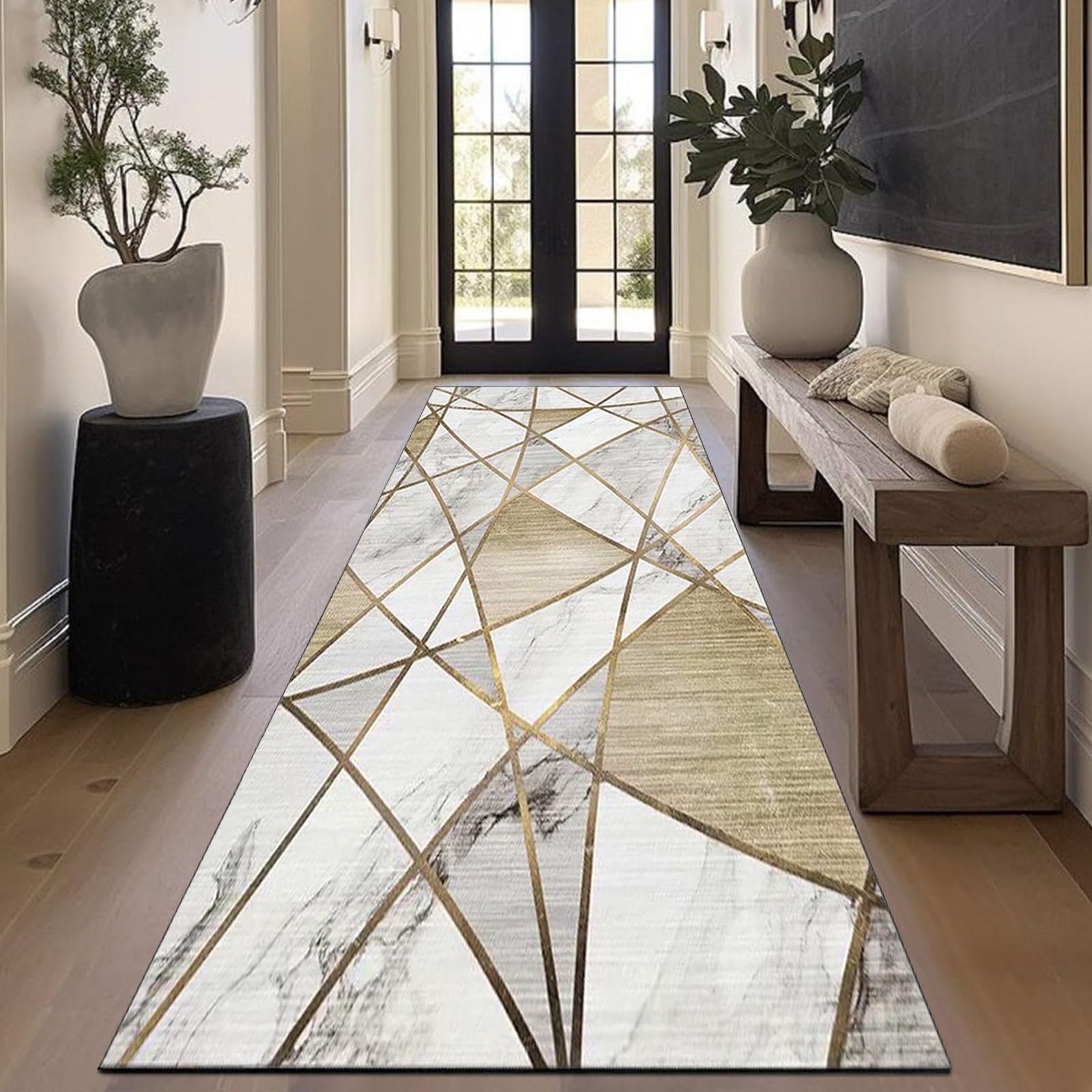Alfombra de pelo corto y diseño superfino plegable con base antideslizante de 50 x 160 cm