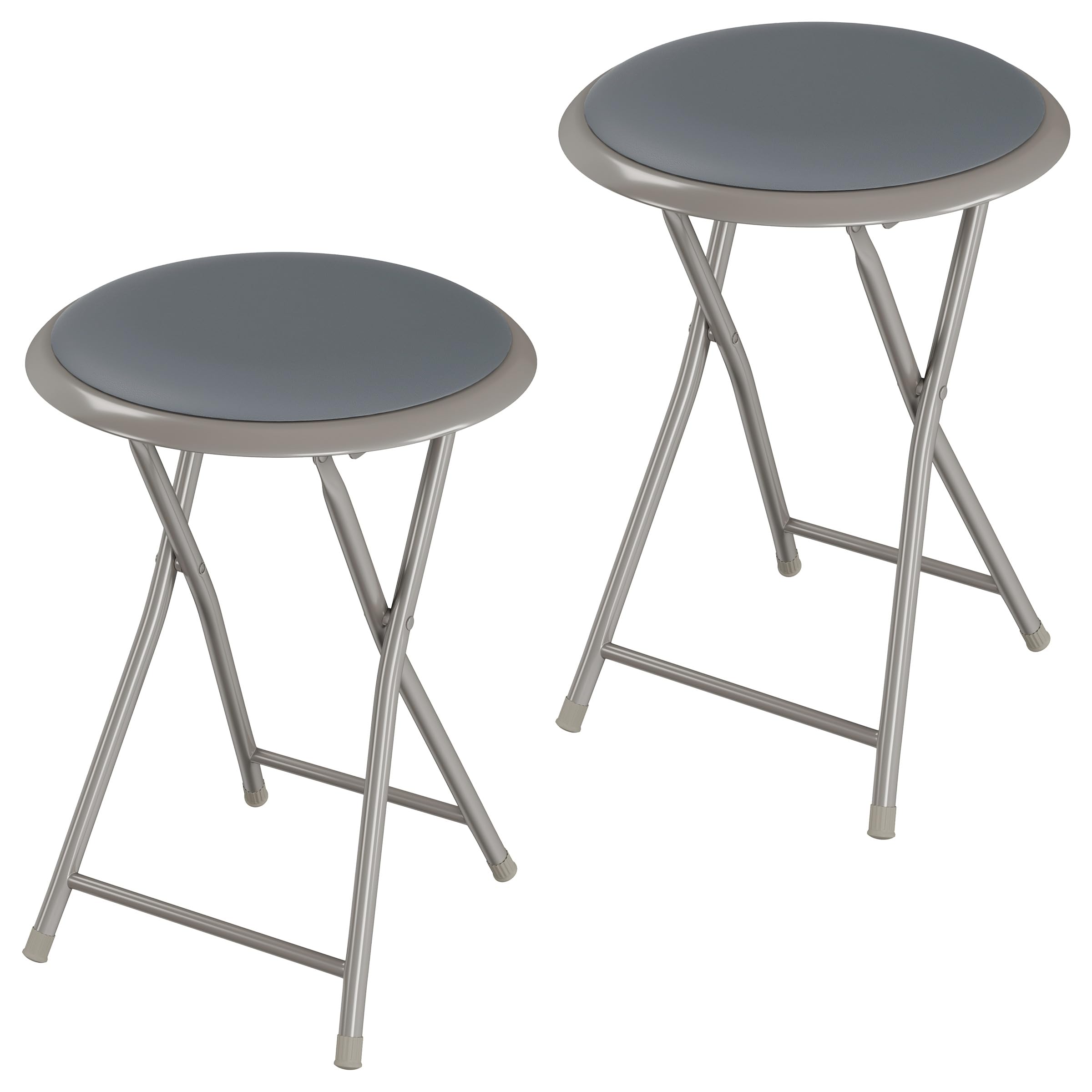 Photo 1 of Lavish Home Portable Folding Stool with Backless Seat Set of 2, Gray, 18”