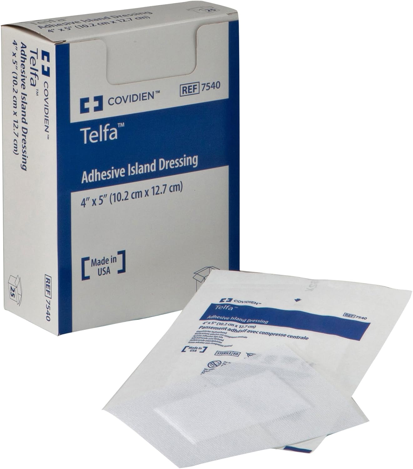 Covidien Telfa Adhesive Island Dressing, Sterile 1's in Peel-Back Package, 4 Inch X 5 Inch, 200 Count