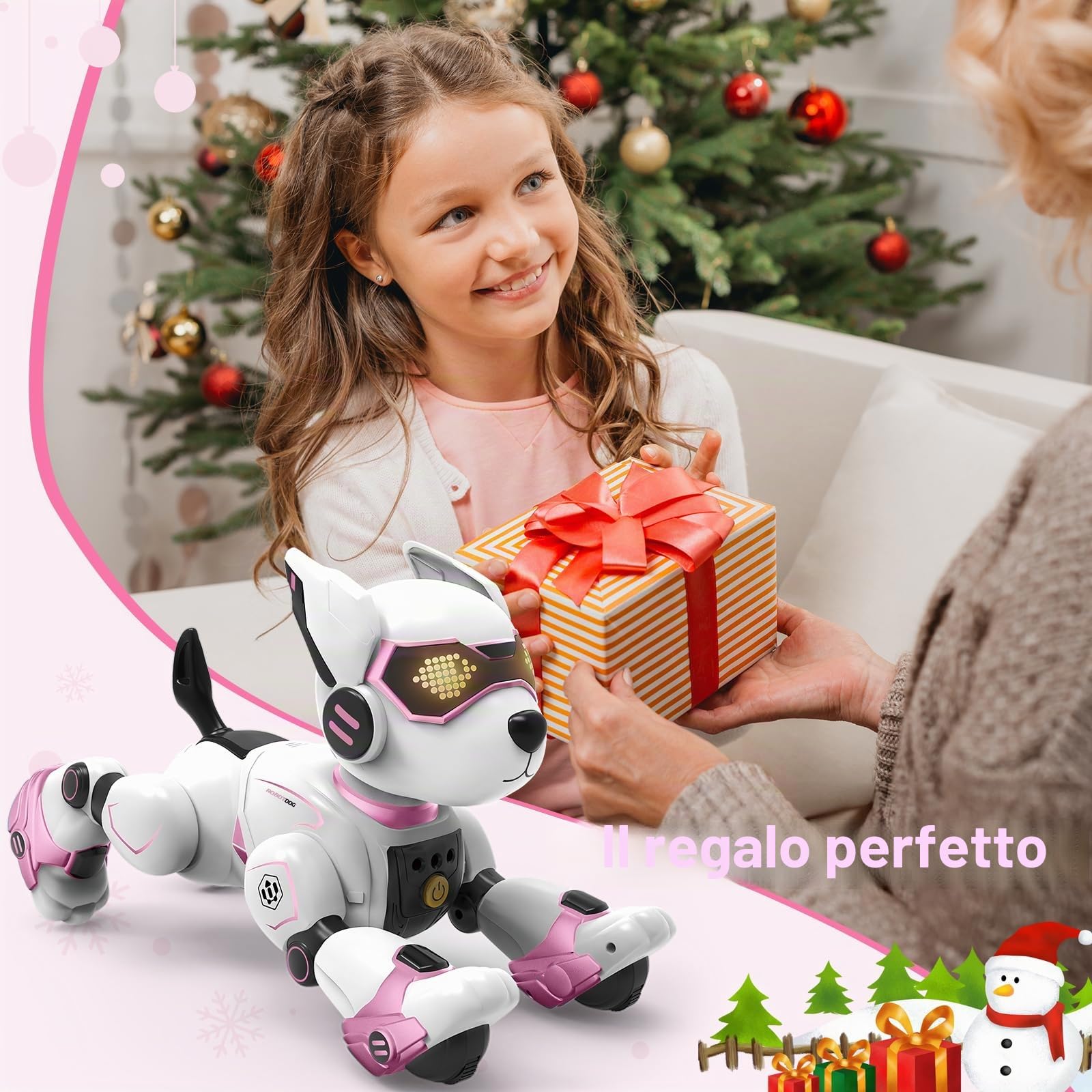 PRANITE Cane Robot per Bambini, Robot Cane Programmabile e Telecomandato, Giocattolo Interattivo Ricaricabile con Controllo Vocale e Gesti, Musica e Danza, Idea Regalo per Bambini e Bambine