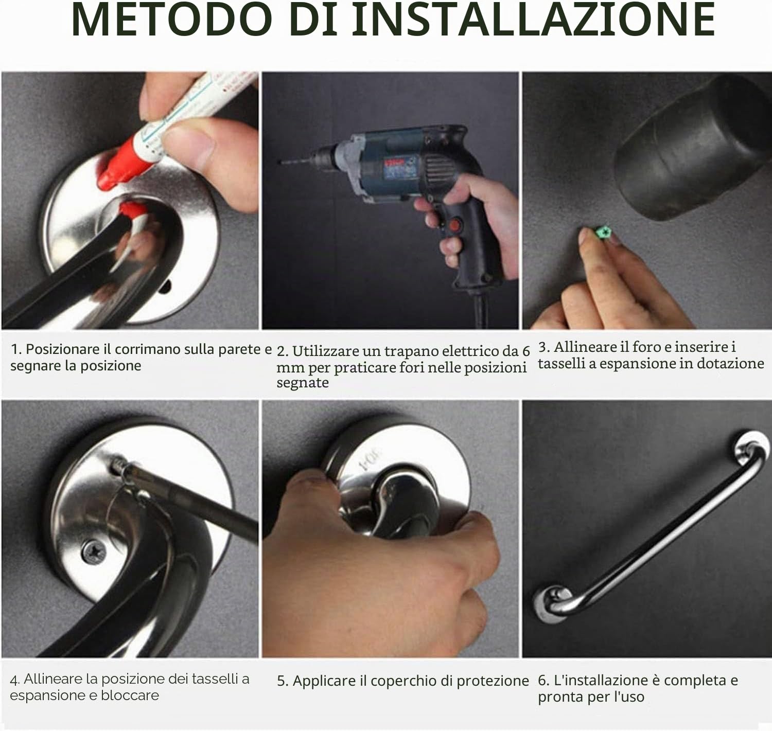 Maniglioni per Bagno, Maniglione di Sicurezza in Acciaio Inossidabile, Maniglia per Maniglione di Supporto per Bagno Montata a Parete, Maniglione di Sicurezza per Vasca, Doccia, WC(120cm)