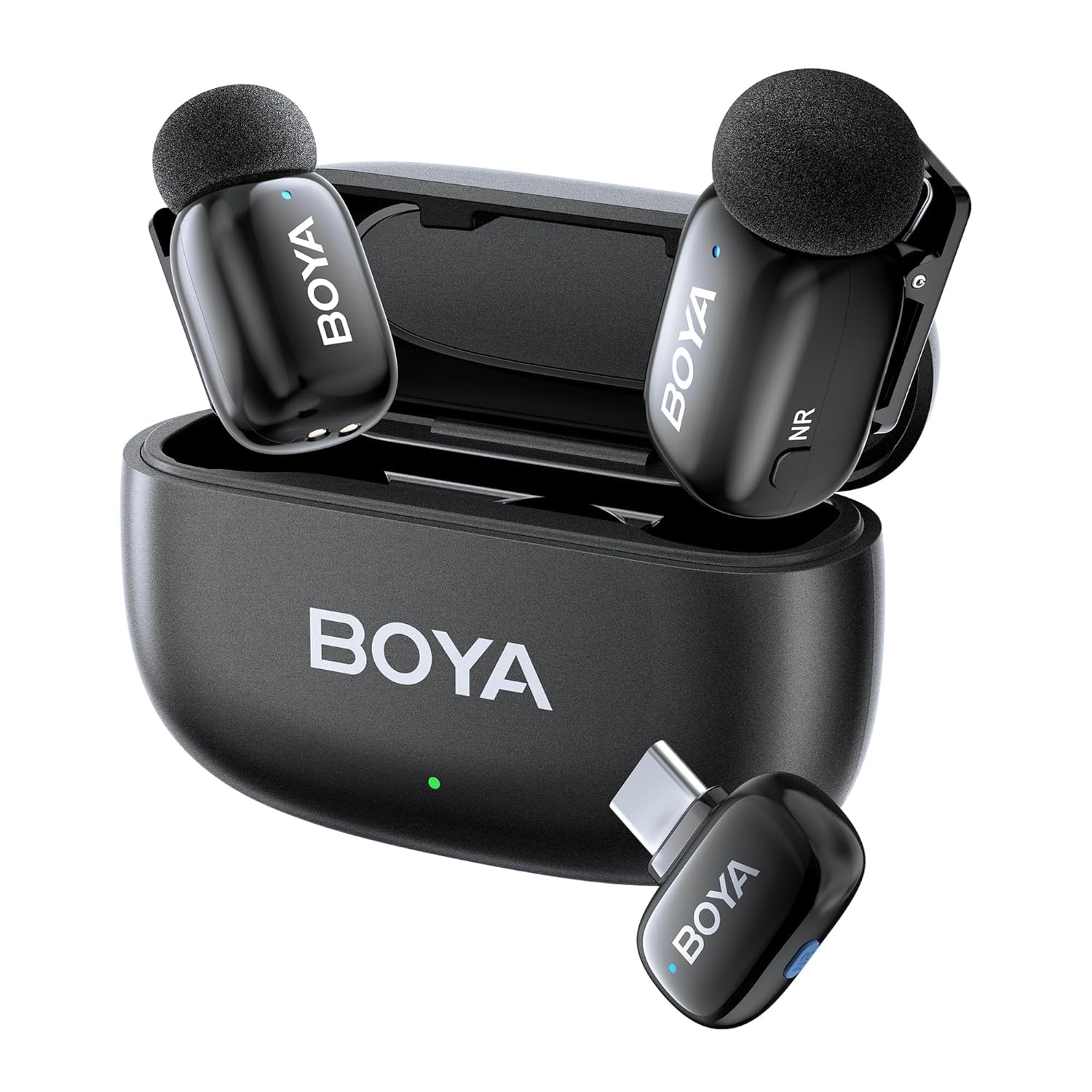 BOYA mini Wireless Microphone for iPhone 6-14 with MFi Certified Lightning Plug, 3-Level AI Noise Cancellation, 328ft 6h Battery,AI Voice Changer for Video Recording Vlogging(1TX+1RX,No Charging Case)