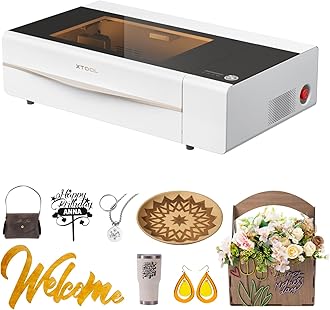 xToolP2 55W CO2 Laser Cutter, Smart Desktop CO2 Laser Engraver and Cutter Machine, Dual Smart 16MP Cameras, Curved Surface Engraving, Create with Wood and Metal Acrylic Glass Fabric Leather (White)