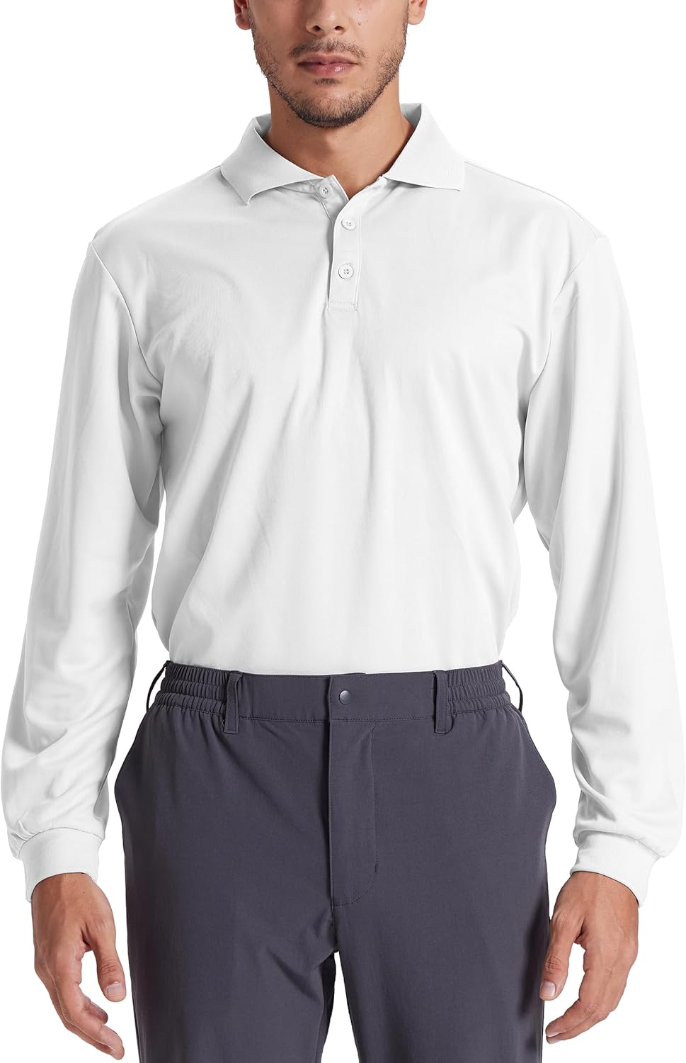 5 Pack Men's Polo Shirts Long Sleeve Golf Shirts UPF 50+ Sun Protection Quick Dry Lightweight for Office Casual Travel Hiking