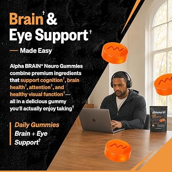 ONNIT Alpha Brain Neuro Focus Gummies, Omega-3 Brain & Eye Support, 90 Ct