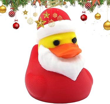 Mini Duck Christmas Miniature Animal Figures with Santa Hat | Mini Collectible Ducks Winter Theme for Garden Birthday Aquarium Landscape Decoration Stocking Stuffers Goodie Bag Fillers