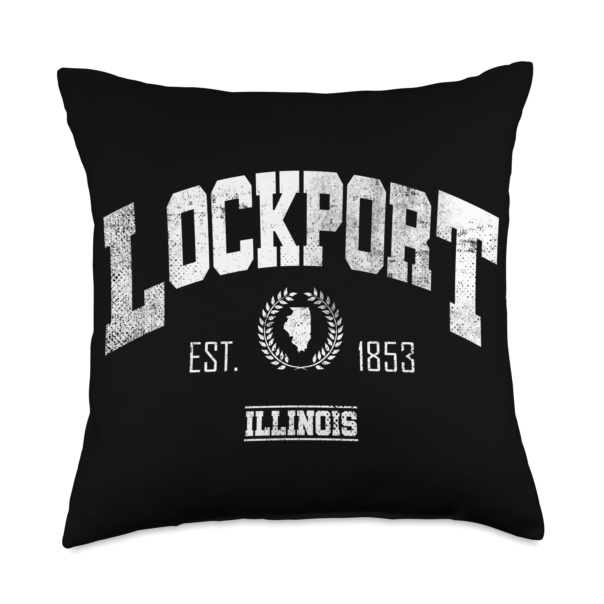 Lockport IL Illinois Vintage Throwback Throw Pillow