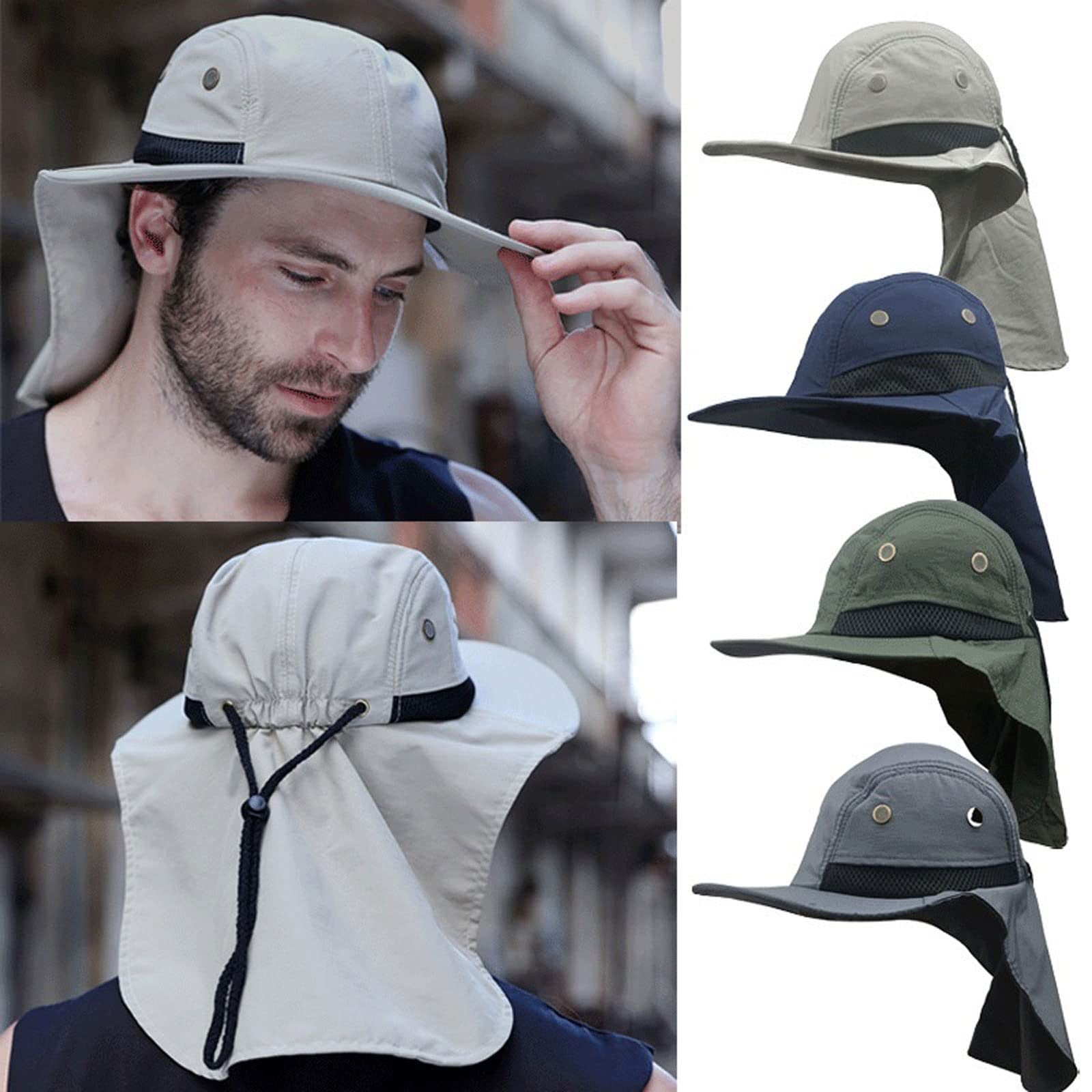 Sonnenhüte für Herren, Damen, Herren, Wandern, Angeln, Outdoor-Sport, Sonnenschutz, Nackenklappe, verstellbare Kappen
