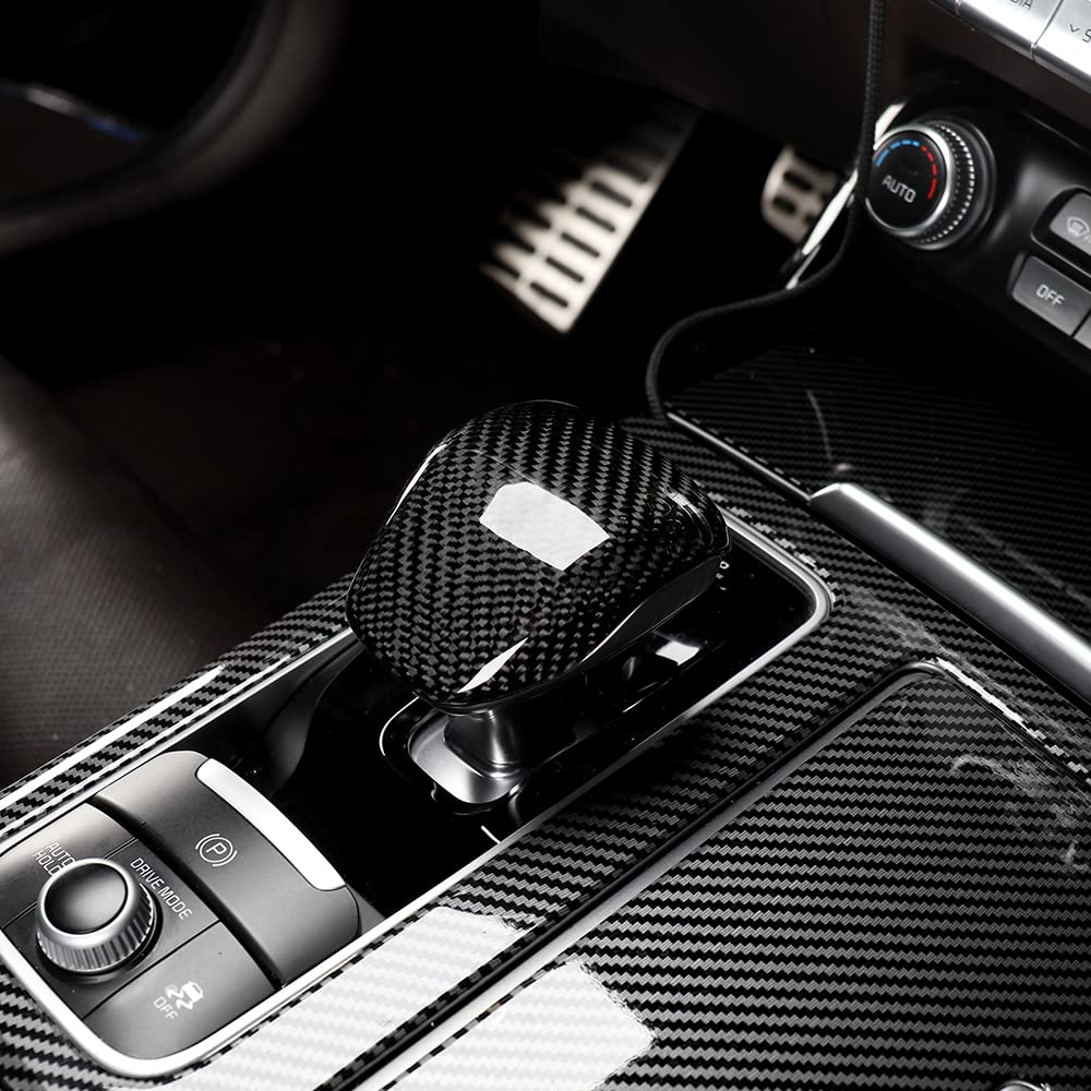 YOUTOOOCAR Real Carbon Fiber Gear Cover ABS Auto Shift Gear Cover Car Knob Gear Stick Protector Compatible with Kia Stinger 2017-2023 Accessories(Black)