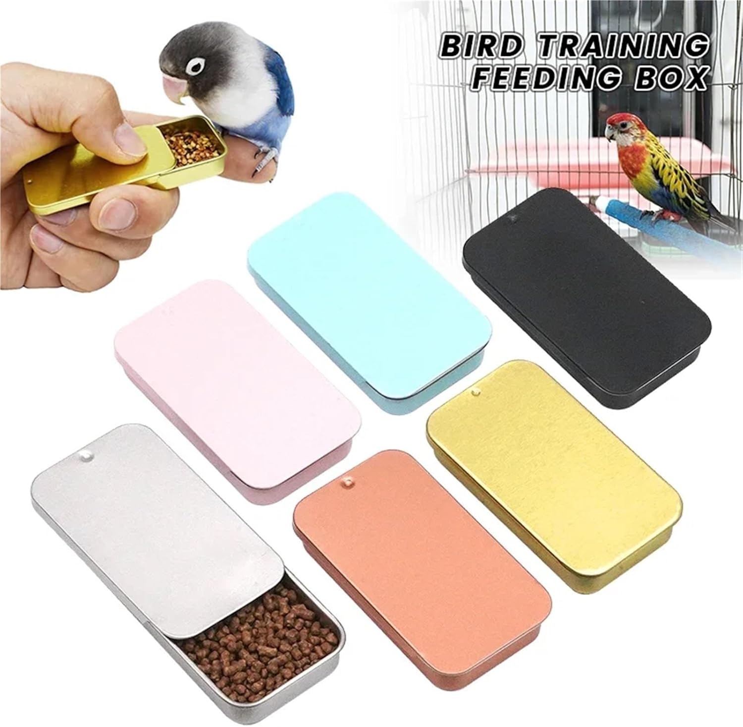 Bird Training Food Jar 10 Pcs Bird Feeding Handheld Feeder Mini Feeding Box Multiple Colors Bird Training Food Jar Bird Growth Training Interactive for Canary Finch Outdoor Use(White)