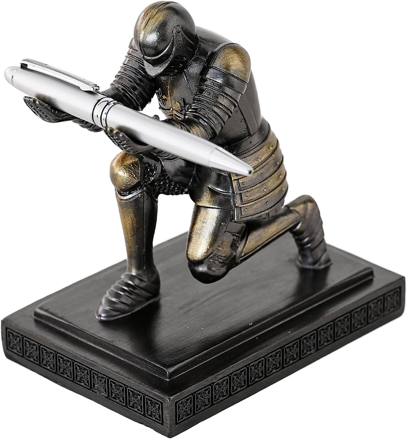 Executive Knight Pen Holder Decorative Resin Pen Holders For Desk Organizer Cool Ornament Gift For Office and Home (Iron)