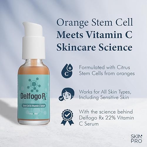 Miniatura 2 de Delfogo - Suero de células madre y vitamina C con ácido hialurónico, aceite de naranja puro y extracto de manzanilla, antienvejecimiento,