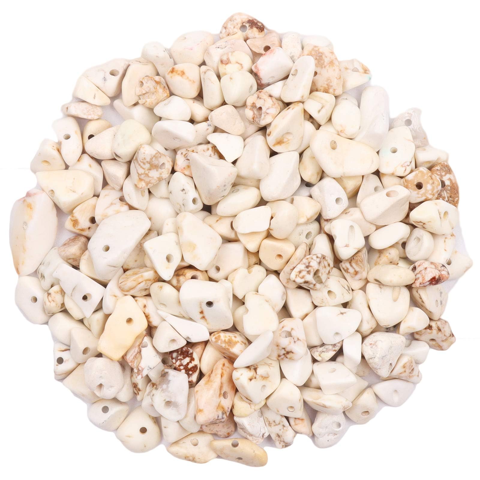 500 Stück Edelsteinperlen Weiß Türkis Edelstein perlen, edelsteine zum auffädeln,Kristall Steine Perlen, 5-8 mm Gebohrt Edelsteine für Armbänder, Ketten, Ohrringe,DIY Schmuck Machen Crafting