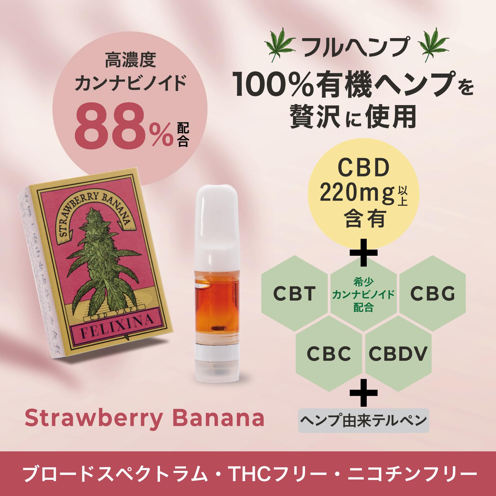 Amazon | 《Felixina》100%大麻由来 超高濃度88.4% Strawberry Banana