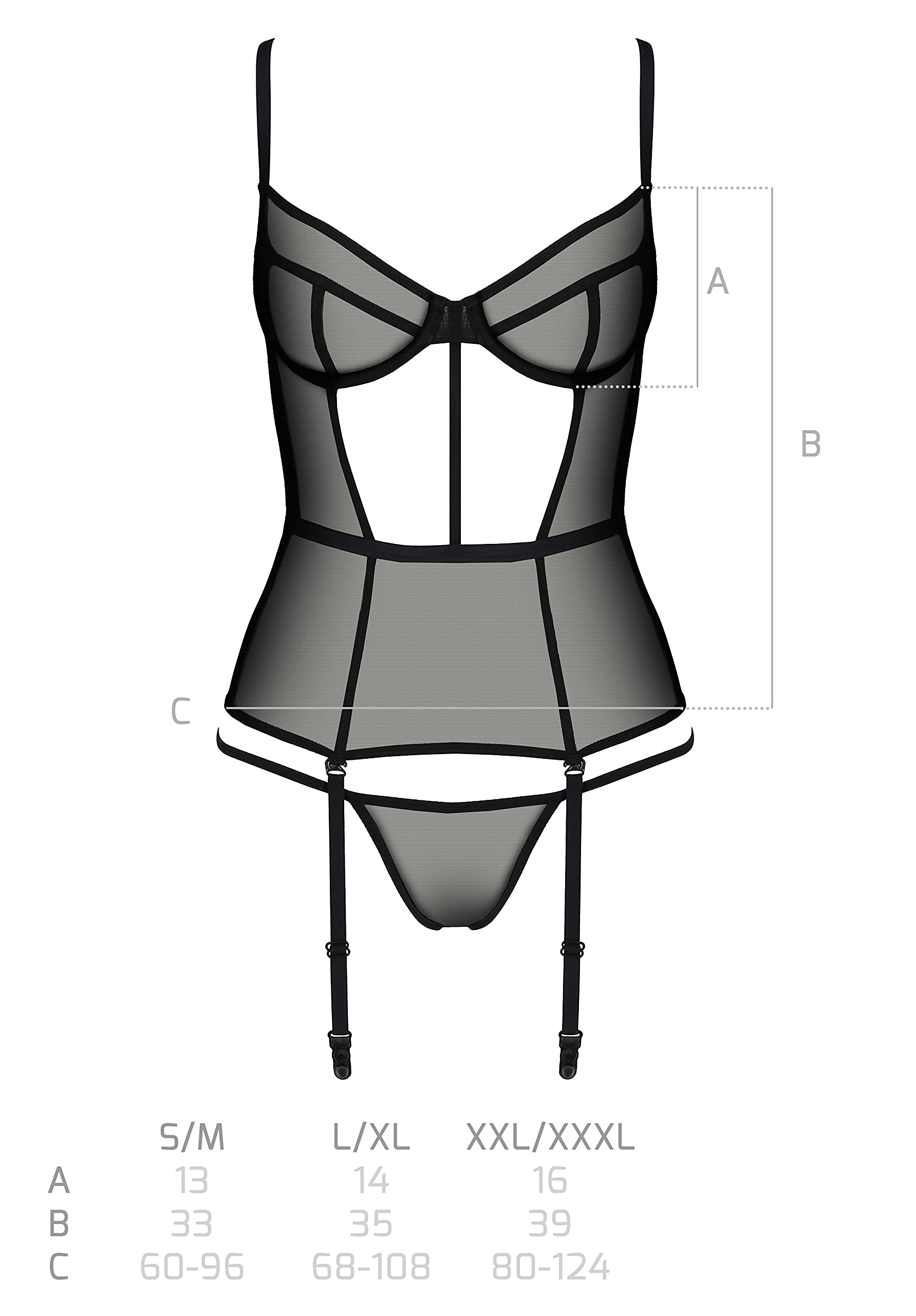 Selente Love & Fun verführerisches mehrteiliges Damen Dessous-Set, Made in EU, aus Corsage mit Strapshaltern und Slip oder aus Body/Ouvert, und exklusiver Satin-Augenbinde