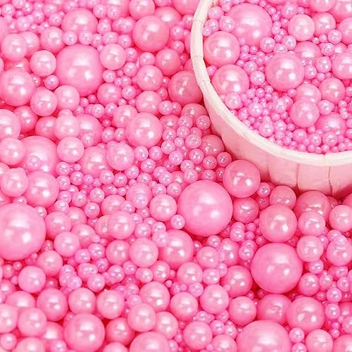 Perlas comestibles rosas para decoración de pasteles, perlas de azúcar, chispas de caramelo, tamaños mixtos, decoración de cupcakes, decoración de
