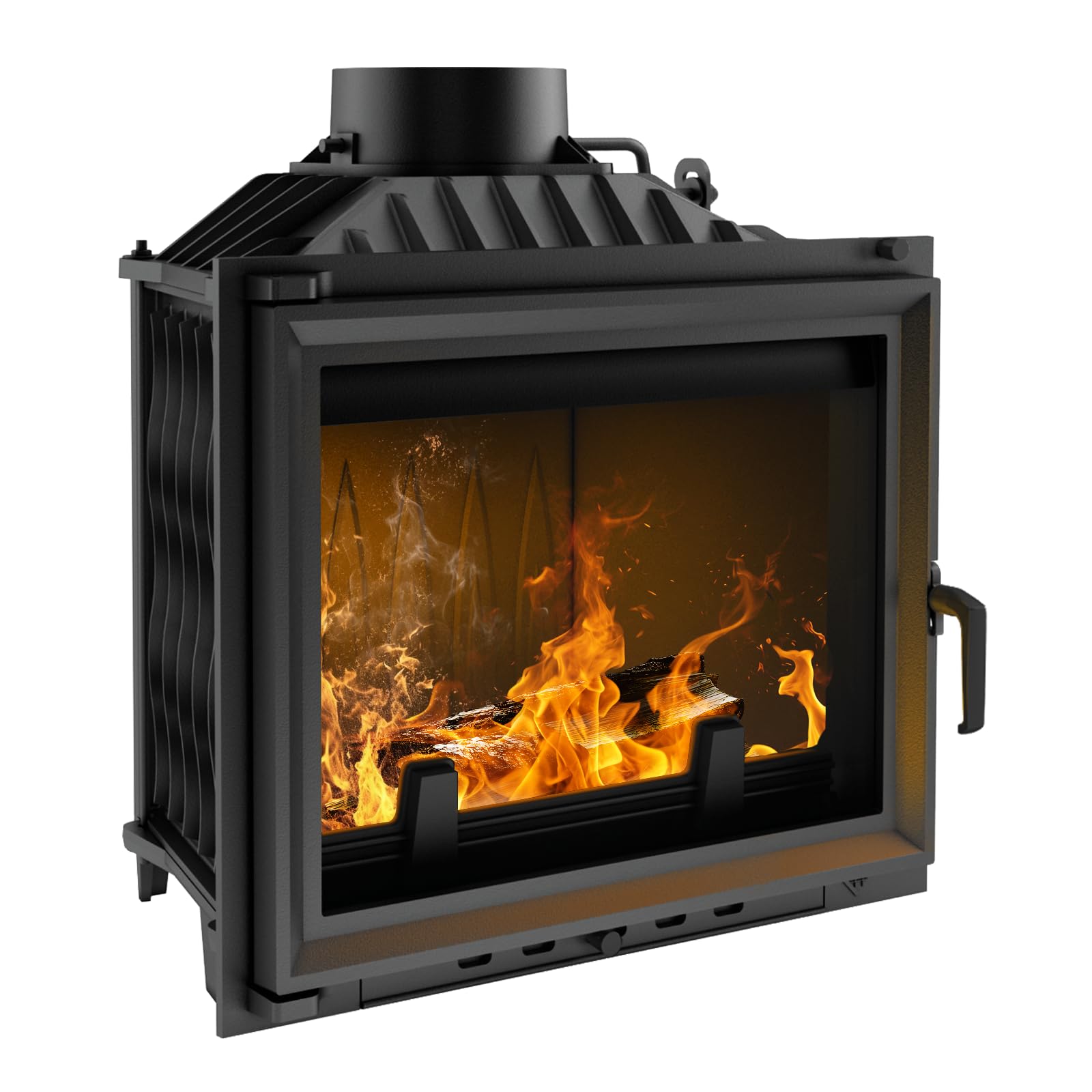 KRATKI ANTEK Camino a legna in ghisa 10kW Ø 180 - stufa a legna Classe energetica A - ECODESIGN, Efficienza termica 76% - Gamma di potenza 4,5-13kW - cestino della cenere & regolazione dell’aria