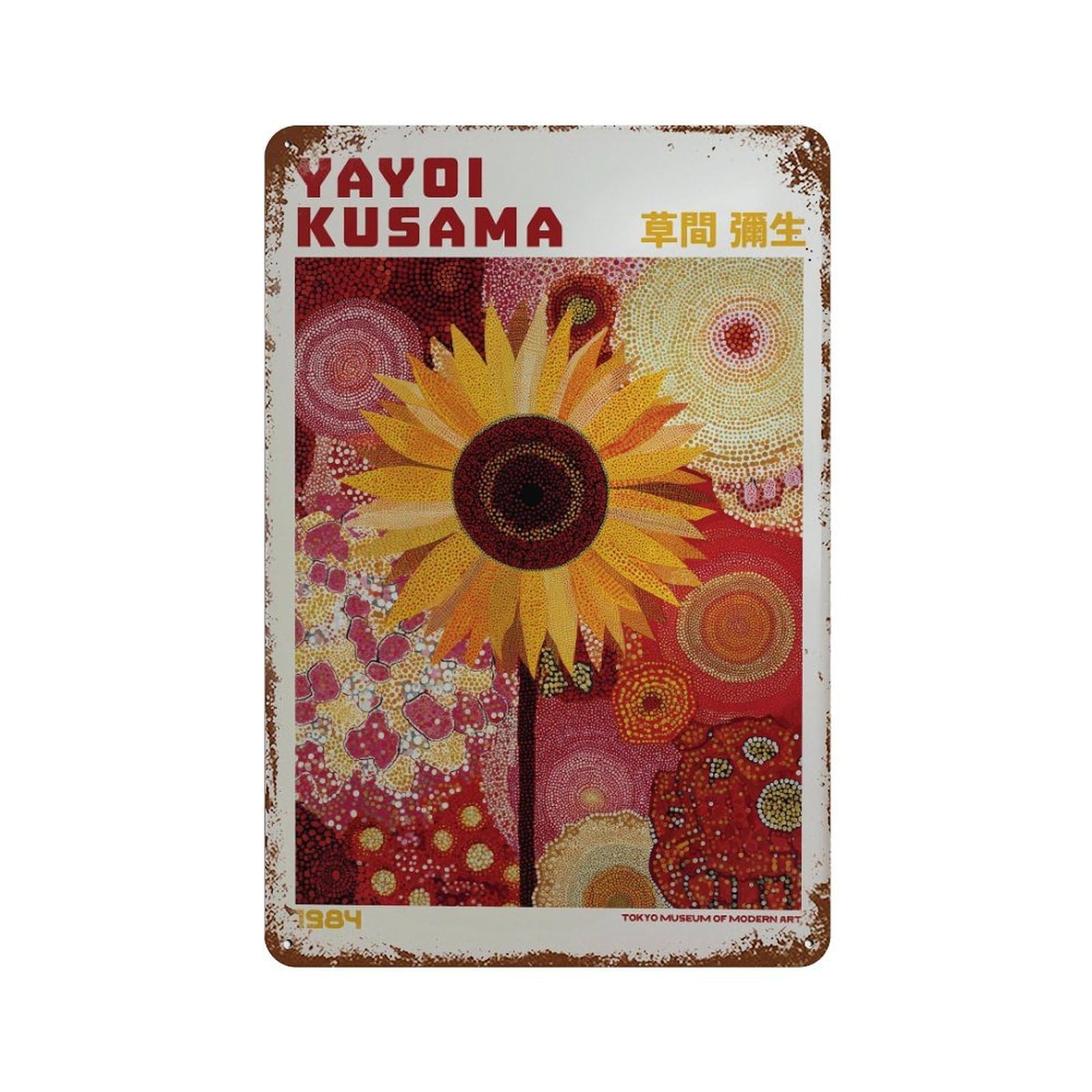 xiaoxiaoshen Yayoi Kusama Sunflower Wall Decor Art Metal Tin Poster Modern Home Decor Art Home Bar Shop Decorations Vintage Sign 30x20cm