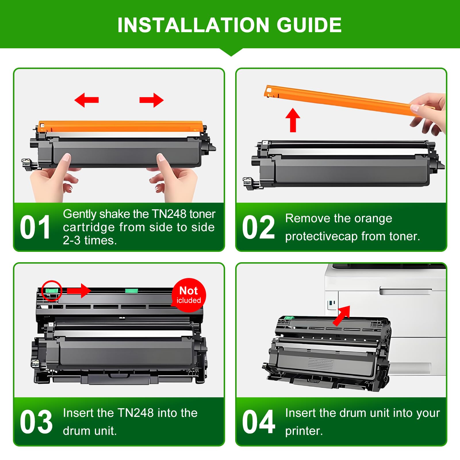 TN248 TN-248 TN248XL Toner Compatibile con Brother MFC-L3760CDW Toner 5Pack | Compatibile con MFC-L3760CDW MFC-L3740CDWE MFC-L3740CDW DCP-L3560CDW DCP-L3520CDWE HL-L3220CWE HL-L3240CDW HL-L3215CW