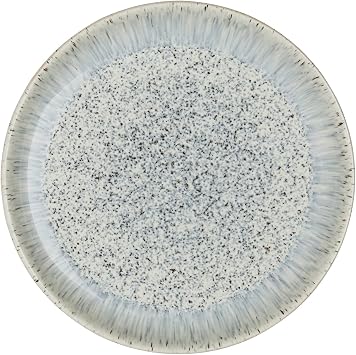 Denby - مجموعة لوحات متوسطة الحجم من Halo Speckle مكونة من 4 أطباق - رمادي، غسالة أطباق كوبيه منقوشة محايدة، صنوبر آمن للميكروويف مقاس 21 سم - أدوات مائدة خزفية حجرية مزججة - مقاومة للرقائق والكراك