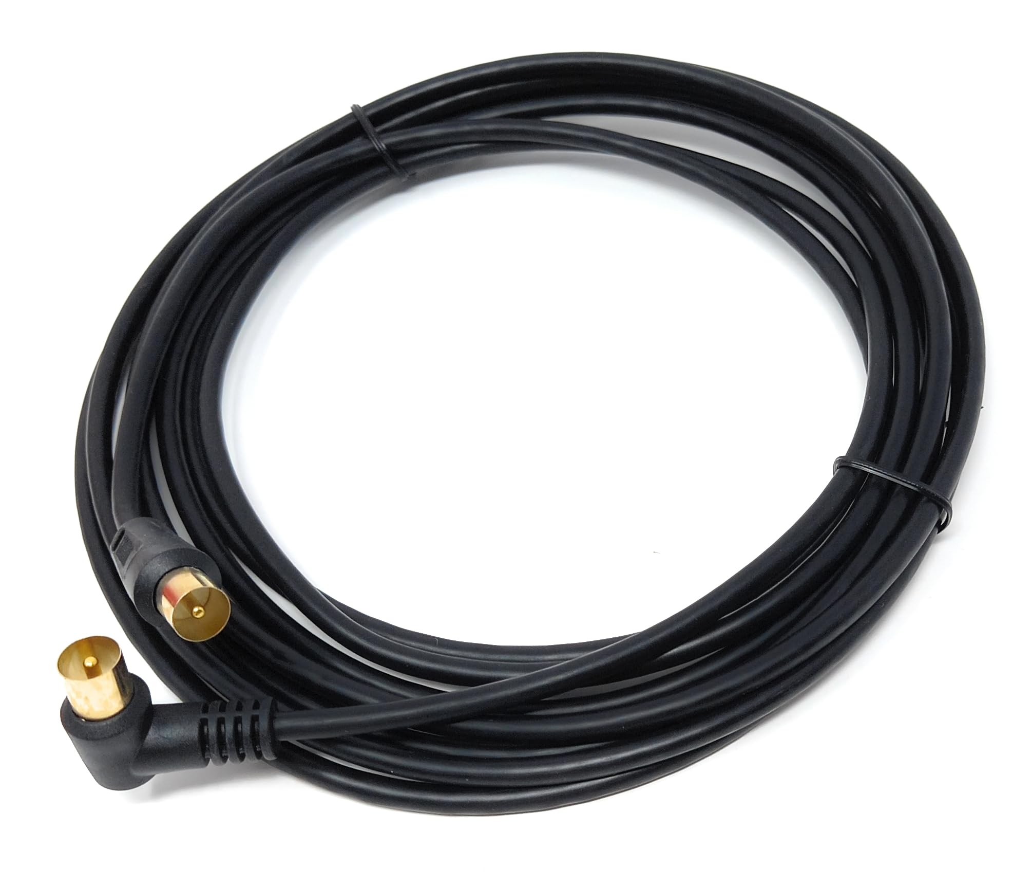 DRUT 4m TV Male to Male Plug Coaxial Cable RG6 Aerial Digital Antenna RF Fly Lead Cable (Right Angle, Black Gold, 13ft.) - Image 4