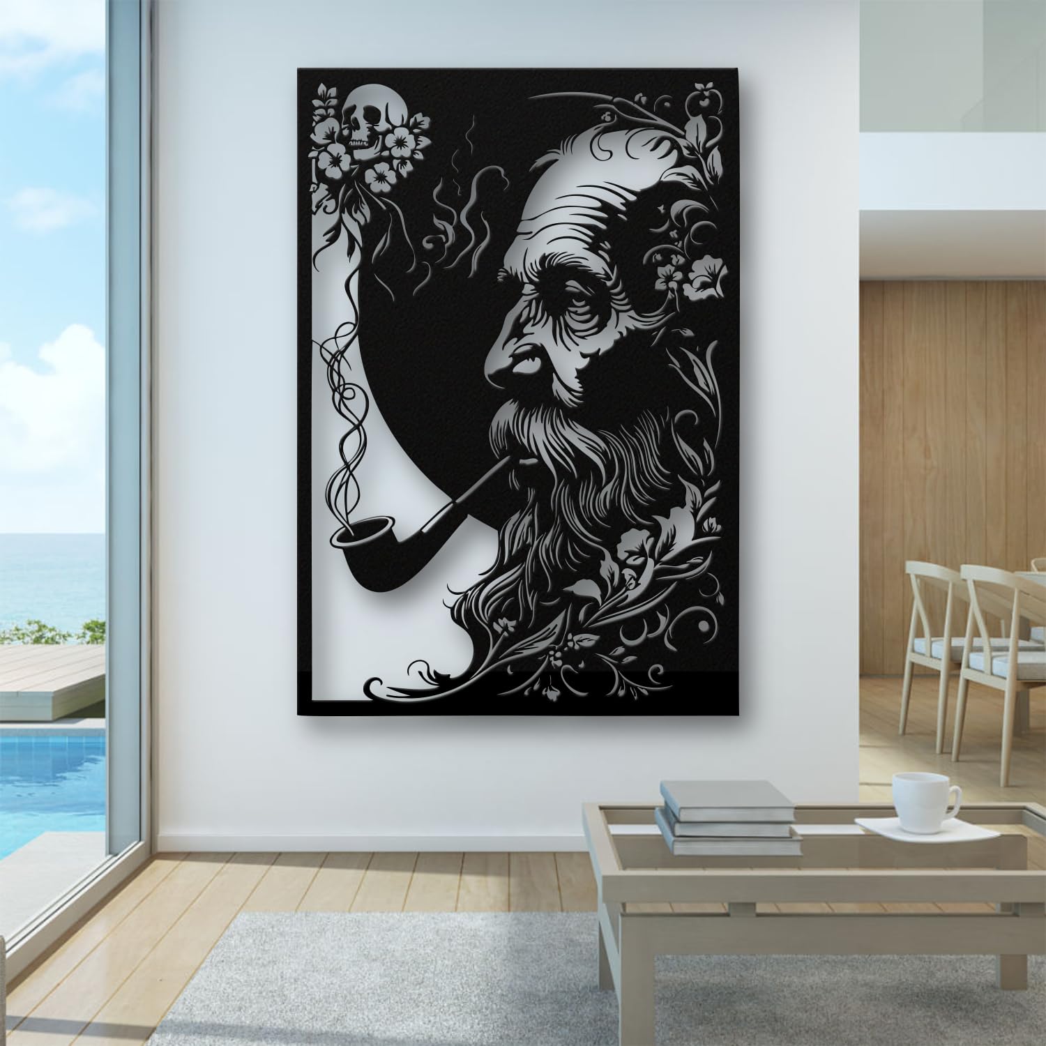 Décoration murale en métal minimaliste moderne salon étude noir 49cm