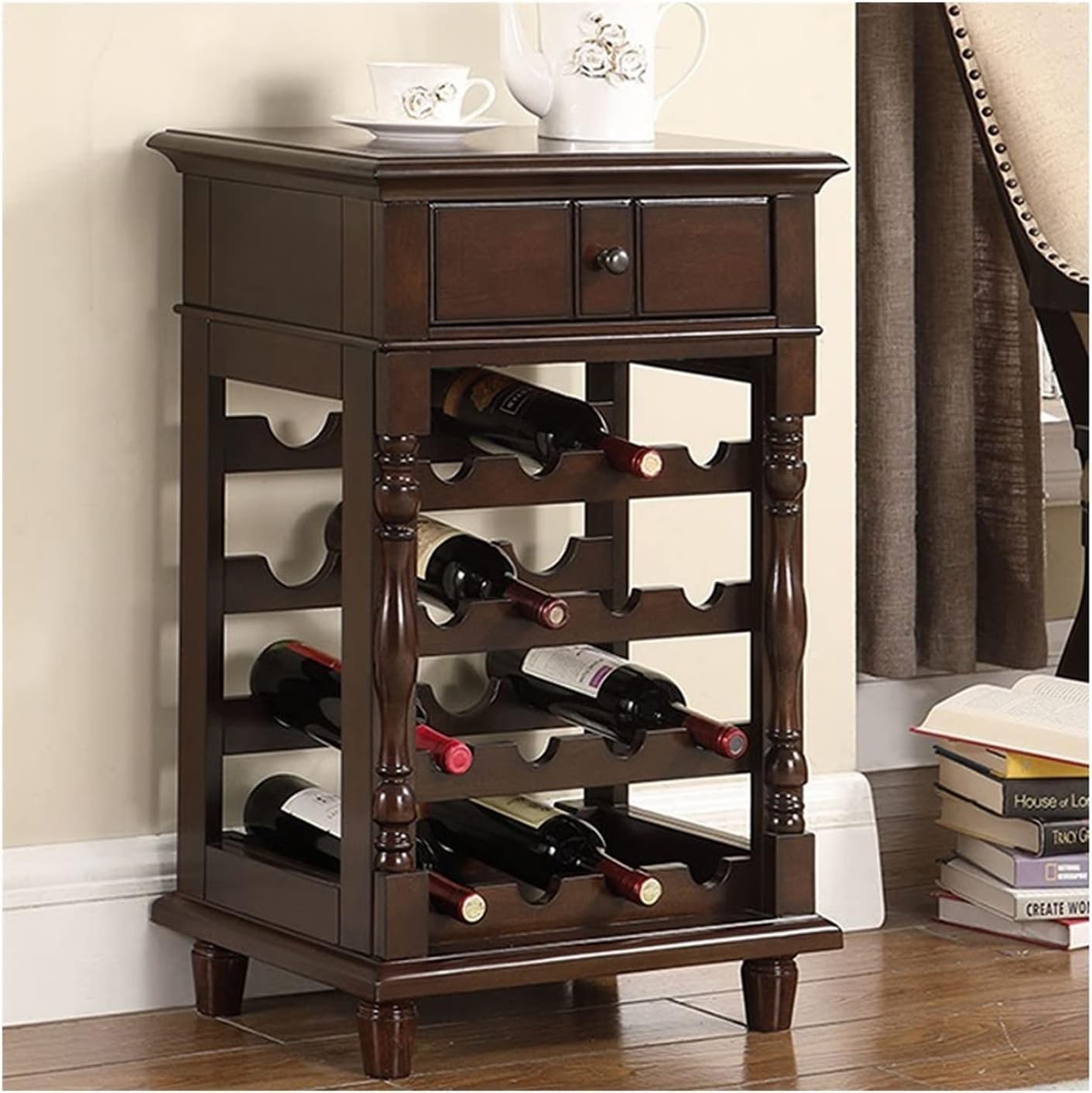 Wine Rack Rack Cabinets European Bar Cabinet Wood Creative Home Living Room Storage Restaurant Display Cabinet/Floor(Black)