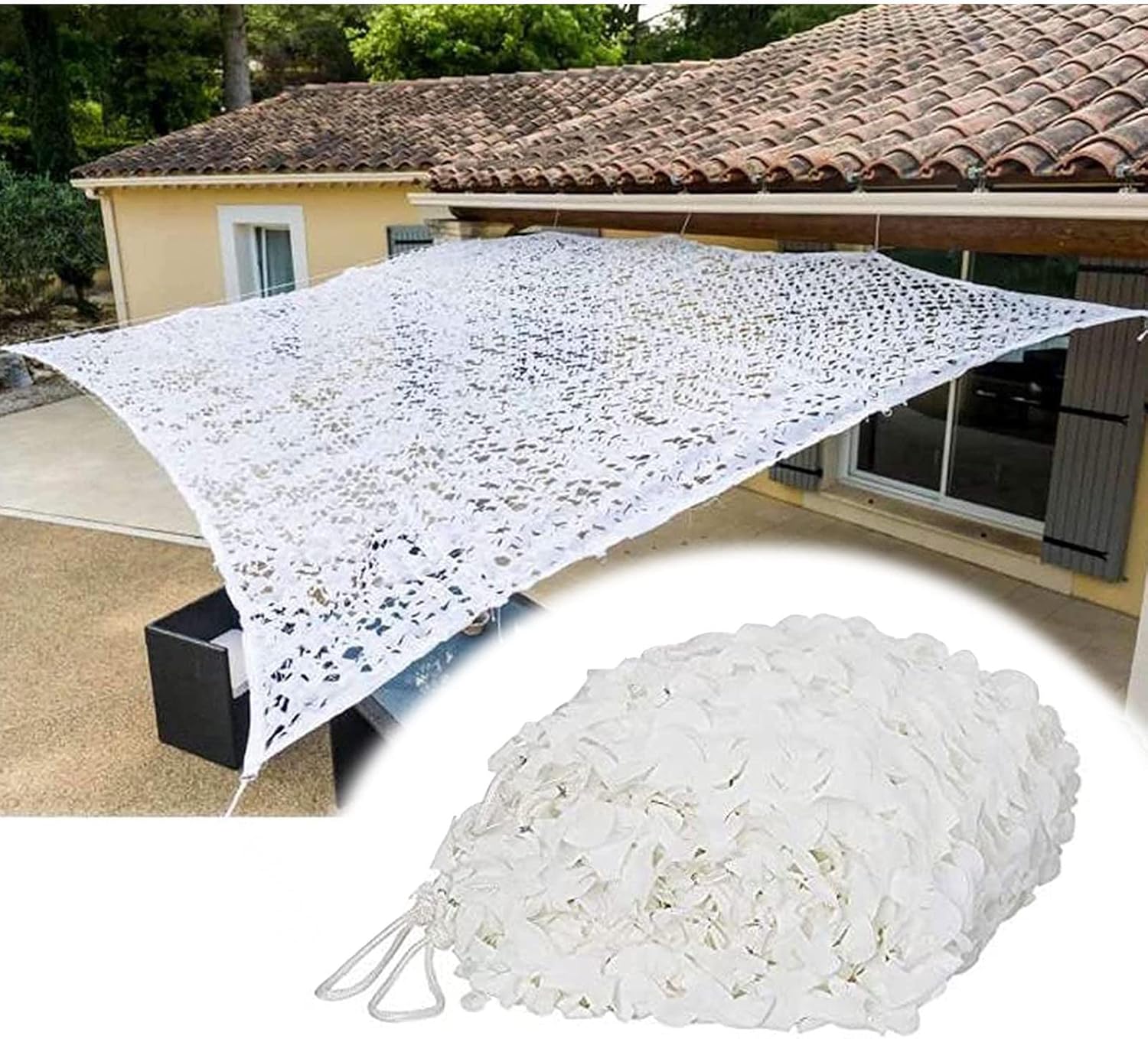 Pxzybd Camouflage Netting Military,White Reinforced Camo Netting 2m 3m 4m 5m 6m 7m 8m 9m,Breathable Shade Net,Camping,Hunting,Decoration,Sunscreen,Car Cover Camouflage Net,White-1.5x6m(4.9 * 19.7ft)