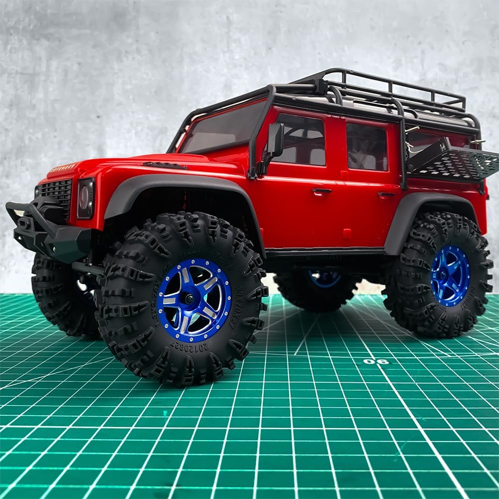 MOHERO 4Pcs 1.3 RC Beadlock Wheels for 1/18 TRX4M Redcat Ascent 1/24 SCX24 RC Crawler Car(Blue)