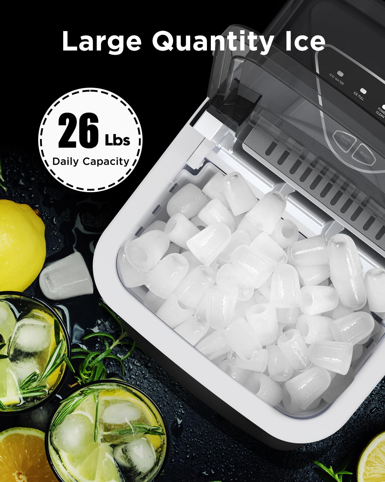 Ice Maker Countertop, Portable Ice Machine With Carry Handle, 26 Lbs Per Day on Fridge.com - View 4