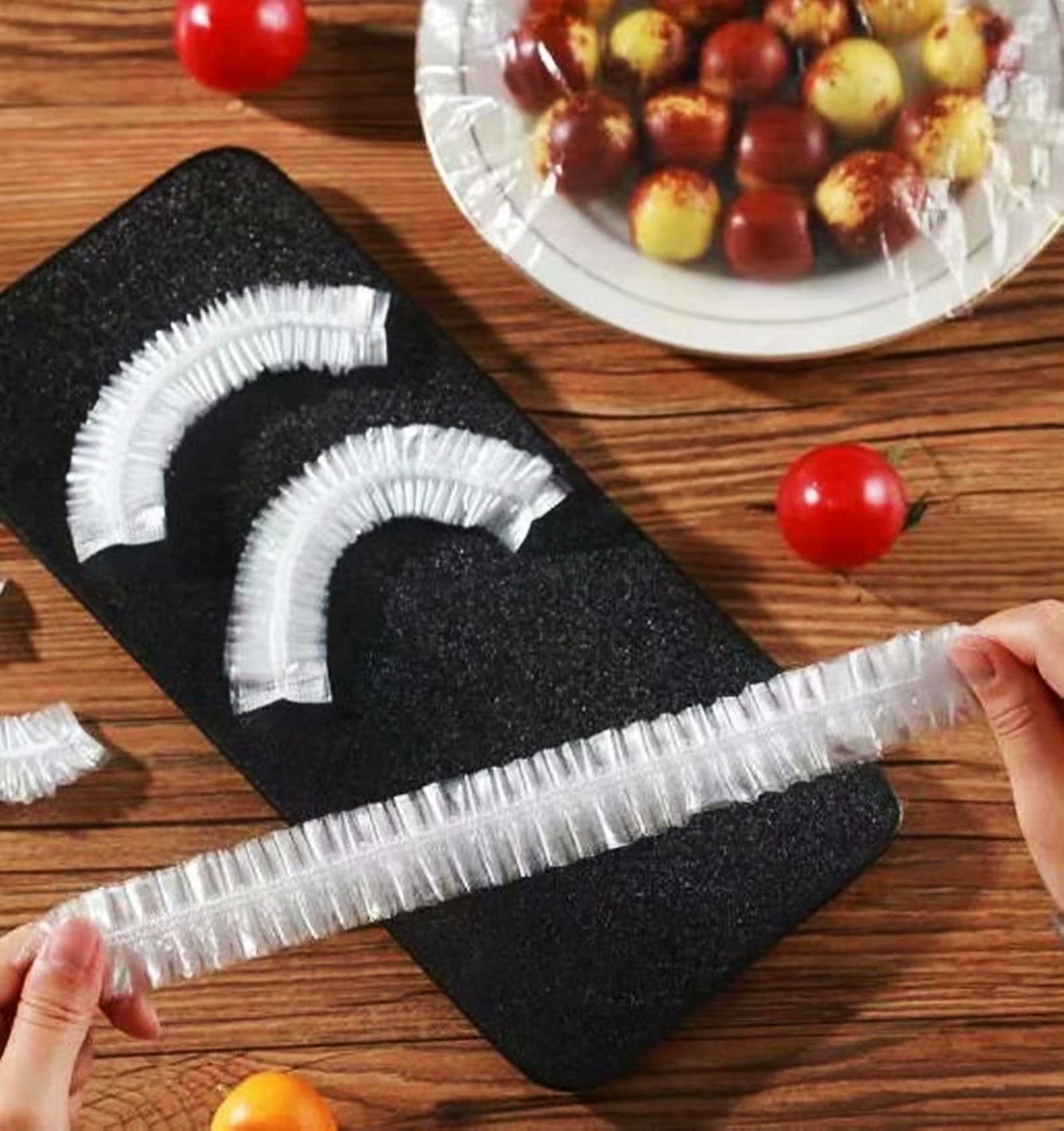 Coperture Elastiche Per Ciotole In PE (100 Pezzi) - 50x76 Cm - Riutilizzabili E Trasparenti Per Alimenti, Frigorifero, Picnic E Lievito Madre