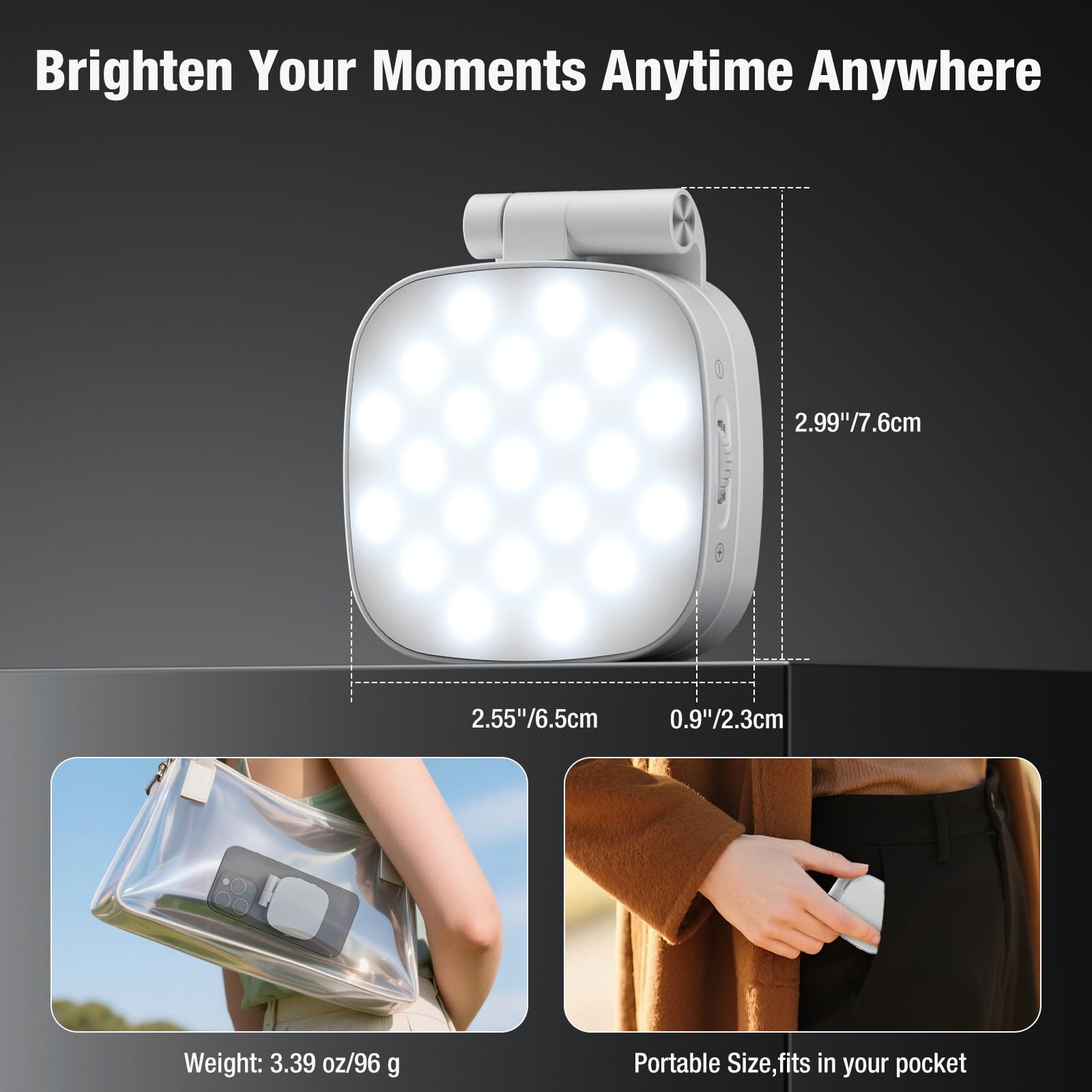 NEEWER Magnetisch selfie-licht, compatibel met MagSafe iPhone, CRI95 700lx/0,3 m ringlicht, mobiele telefoon, led, opvouwbaar, met standaard/ spiegel voor zoom, make-up, foto-opname, videoconferentie