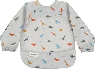 Tiny Twinkle Long Sleeve Bib for Babies & Toddlers | Waterproof Smock Bib for Eating | Machine Washable & Mess-Proof Feeding Essentials | Newborn Shower Gift (Dinosaur, 6–24M)
