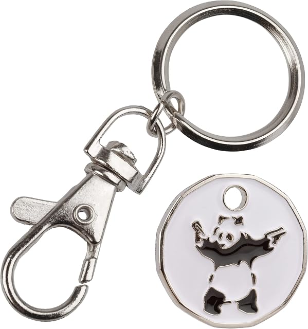 Harts 1 unit New Shape £1 coin Trolley Tokens Keyrings Supermarket Locker (Panda)