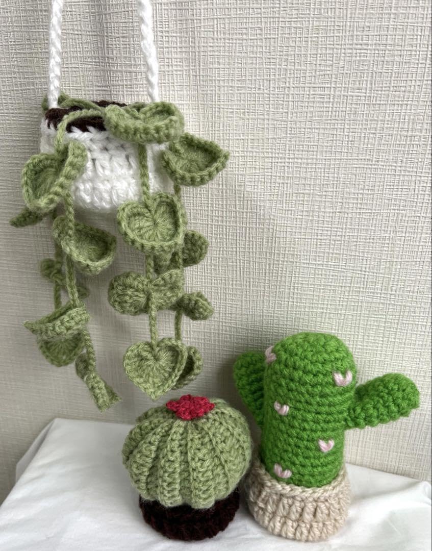 Amazon.co.jp: 編み物の観葉植物 セット サボテン 編み物 ハンドメイド