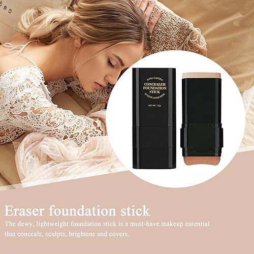 Face Foundation Contour Stick - Long-Lasting Concealer Foundation Stick | 15g Moisturizing For Women | Double-Head Concealer Cream, Long-lasting Facial Primer For Girls(03#)