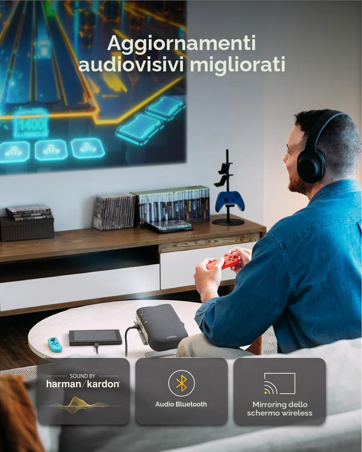 ViewSonic M1 Max - Proiettore LED intelligente portatile, Full HD 1080p, Google TV, proiezione a 360°, 200 ANSI lumen, batteria integrata con 2 ore di lettura, messa a fuoco automatica, pad H/V