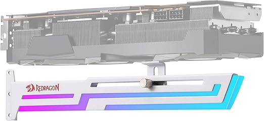 Redragon GCP03 ARGB GPU Support Bracket, 5V 3pin ARGB Graphics Card Holder, Video Card Sag Holder, Adjustable Length and Height Brace Support, White
