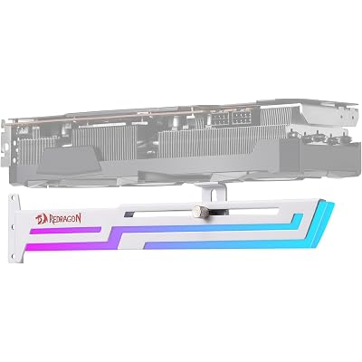Redragon GCP03 ARGB GPU Support Bracket, 5V 3pin ARGB Graphics Card Holder, Video Card Sag Holder, Adjustable Length and Height Brace Support, White