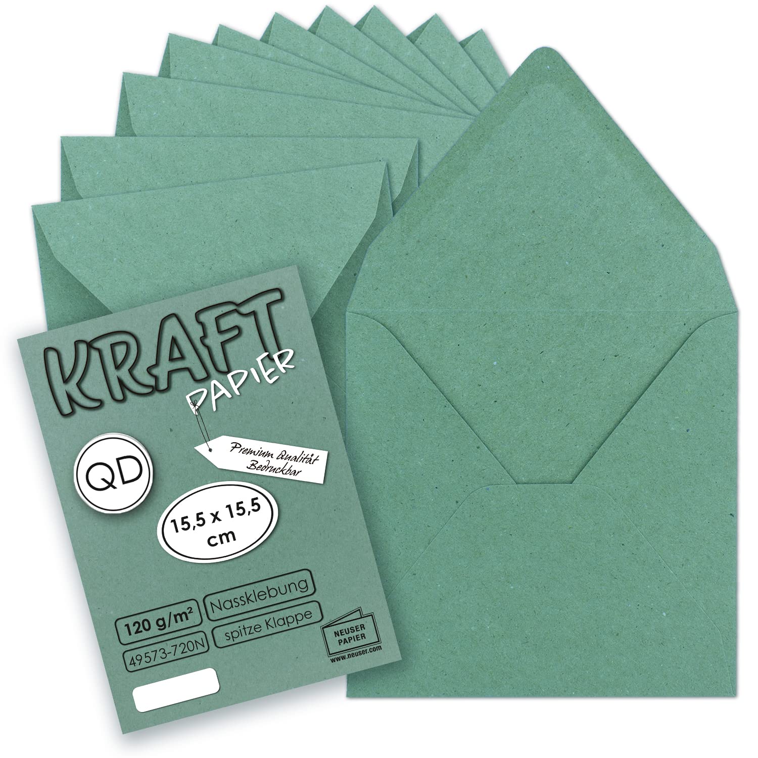 Buste Quadrate Vintage Buste In Carta Kraft Vintage Neuser - 50 Pezzi 15, 5x15,5 Cm Con Linguetta A Punta Design Vintage