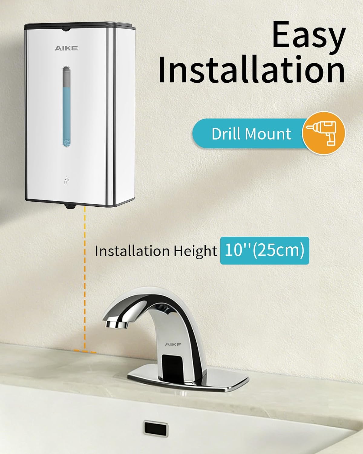 AIKE Heavy Duty Automatic Soap Dispenser,33.8oz for Bathroom,Polished Steel