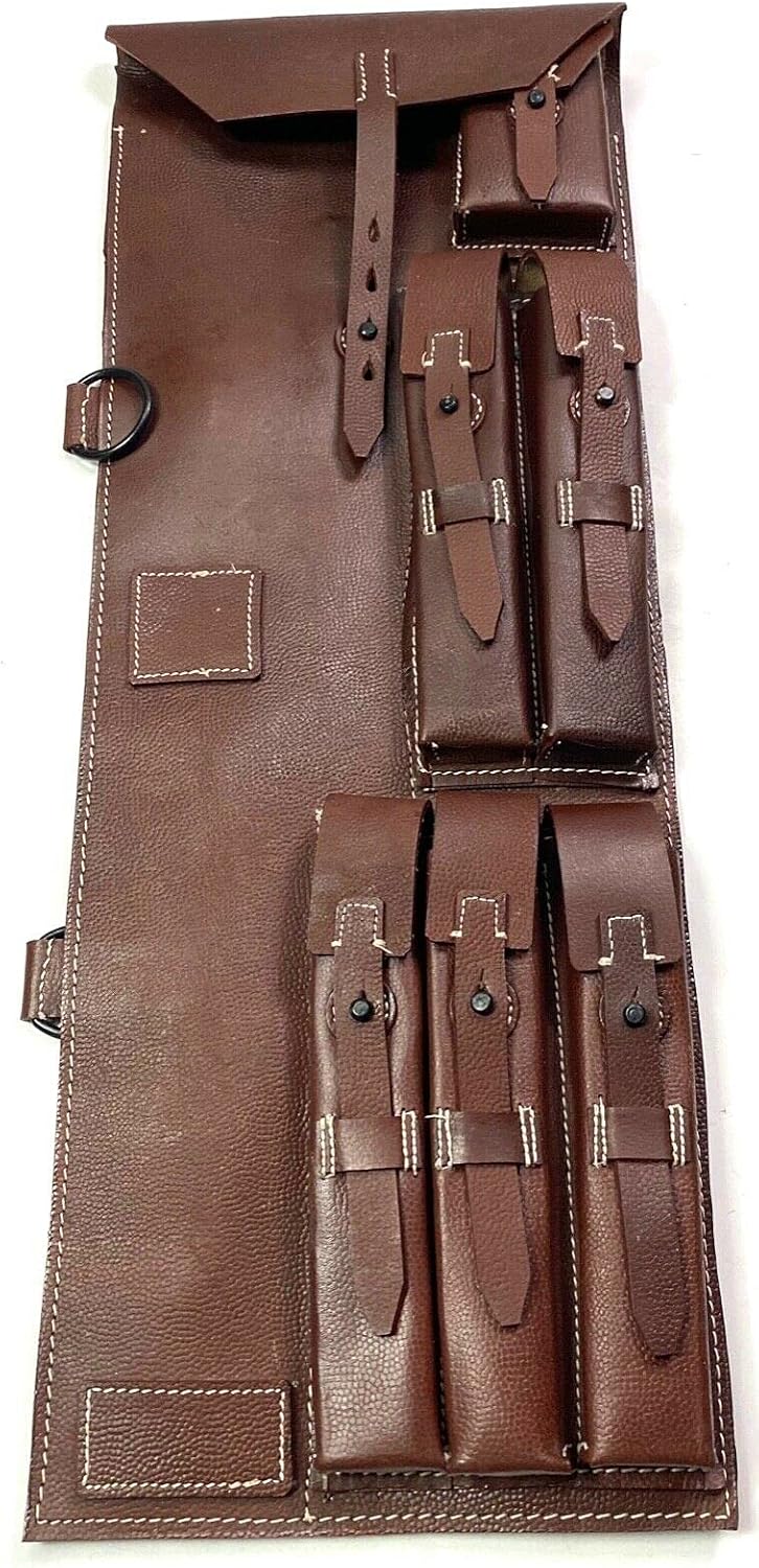German WWII MP 40/MP40 SMG Carry Case, MP40 Schmeisser Leather Black,WW2 German MP40 Leather Carry Case Pebbled Brown