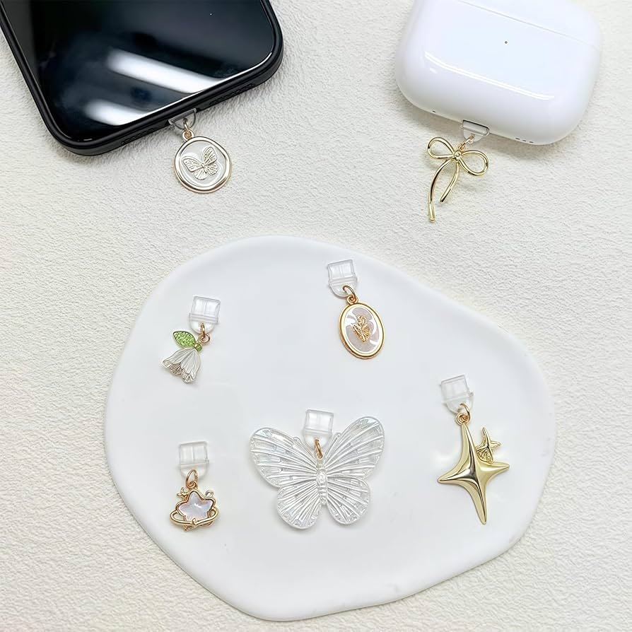 NATOSU USB C Schutzkappen 8 Stück - Schmetterling Stern Blume Design